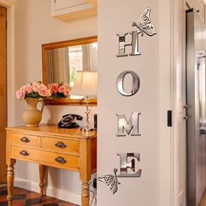 Acrylic Home Sign Letters Wall Decor, Oppro Mirror Surface Wall Stickers Family Wall Decoration Decals for Living Room Dining Room Bedroom House Hallway Décor (Large 63"x11.8", Silver)