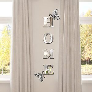 Acrylic Home Sign Letters Wall Decor, Oppro Mirror Surface Wall Stickers Family Wall Decoration Decals for Living Room Dining Room Bedroom House Hallway Décor (Large 63"x11.8", Silver)