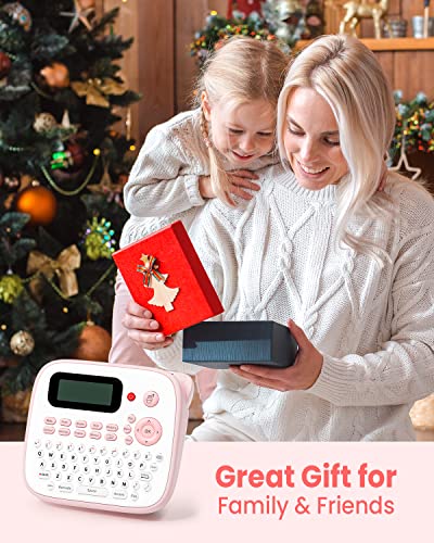 Pink Label Maker Machine-Vixic-D210S Label Makers,QWERTY Keyboard Labeler,Easy Handheld Portable Sticker Printer for Labeling with AC Adapter for Home School Office Organization