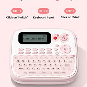 Pink Label Maker Machine-Vixic-D210S Label Makers,QWERTY Keyboard Labeler,Easy Handheld Portable Sticker Printer for Labeling with AC Adapter for Home School Office Organization