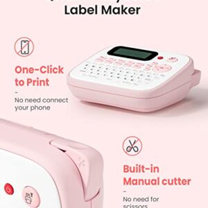 Pink Label Maker Machine-Vixic-D210S Label Makers,QWERTY Keyboard Labeler,Easy Handheld Portable Sticker Printer for Labeling with AC Adapter for Home School Office Organization