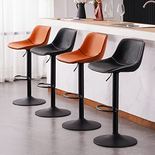 YOUNUOKE Bar Stools Set of 2 Modern Faux Leather Swivel Counter Height Barstools with Back Adjustable Tall Bar Stool Chairs for Kitchen Islands