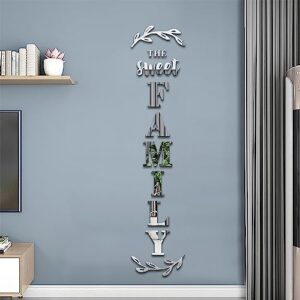 YUZUCMCM Home Wall Decor Family Letter Signs Mirrors Wall Stickers Wall Decor for Living Room Bedroom Wall Decals Peel and Stick(Silver, 88 X 18 in)