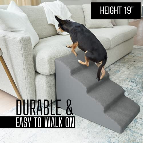 Sturdy Dog Stairs and Ramp for Beds Or Couches Up to 23" High by ZICOTO - Durable Easy to Walk on 19" Steps for Small Dogs and Cats - Allows Your Pets Easy Instant Access to Your Sofa or Bedside