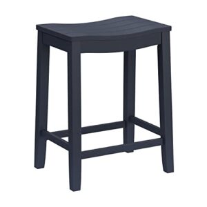 hillsdale, fiddler wood backless counter height stool with saddle-style seat, navy