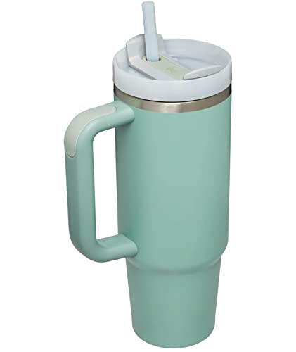 Stanley Adventure Eucalyptus 30oz - Reusable Vacuum Quencher Tumbler with Straw, Leak Resistant Lid, Insulated Cup, Maintains Cold, Heat, and Ice for Hours