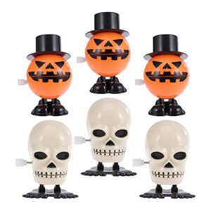 TOYANDONA 24pcs Small Gift Goodie Pumpkin Kids, Up Wind- Goodies Wind Walking Head Stuffers Toys Fillers Clockwork and Jumping Jack Party Favors Funny Halloween Toy Novelty Supplies Bag