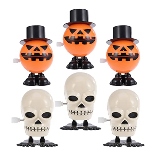 TOYANDONA 24pcs Small Gift Goodie Pumpkin Kids, Up Wind- Goodies Wind Walking Head Stuffers Toys Fillers Clockwork and Jumping Jack Party Favors Funny Halloween Toy Novelty Supplies Bag