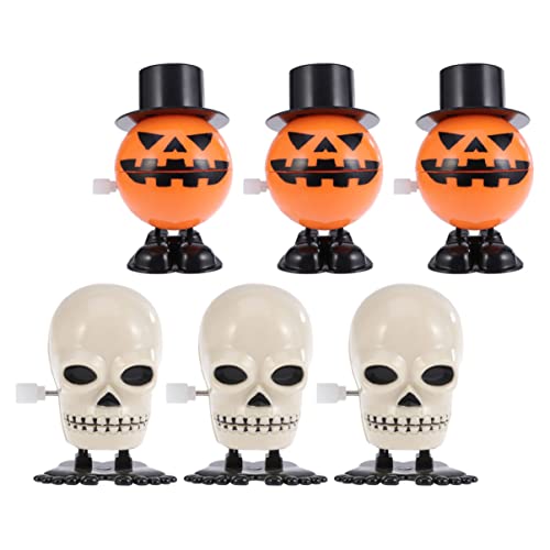 TOYANDONA 24pcs Small Gift Goodie Pumpkin Kids, Up Wind- Goodies Wind Walking Head Stuffers Toys Fillers Clockwork and Jumping Jack Party Favors Funny Halloween Toy Novelty Supplies Bag