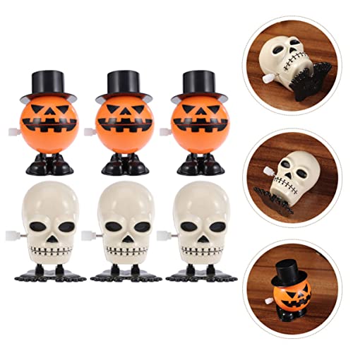 TOYANDONA 24pcs Small Gift Goodie Pumpkin Kids, Up Wind- Goodies Wind Walking Head Stuffers Toys Fillers Clockwork and Jumping Jack Party Favors Funny Halloween Toy Novelty Supplies Bag