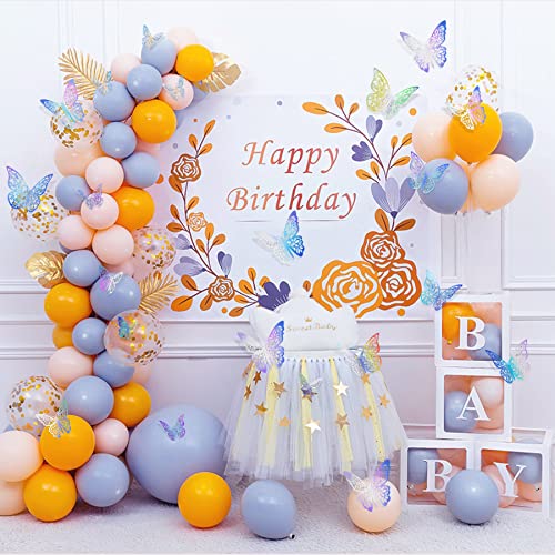 48pcs Laser 3D Butterfly Wall Decor, HKFUON 3 Sizes, 2 Styles Removable Paper Butterfly Wall Stickers Decorations, Butterflies Decals for Party Birthday Cake Baby Shower Bedroom Wedding Crafts Decor (Laser, 48pcs)