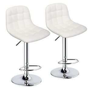 ergodesign bar stools set of 2, adjustable barstools with back, swivel bar chairs (white)