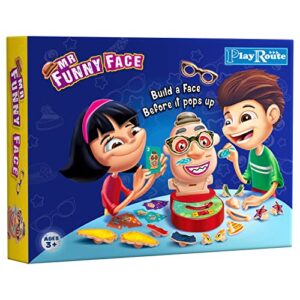 playroute funny face pop up game | fun board game for kids ages 4-6-8 and up | preschool game & family game for kids girls and boys | single or multi player pop up toy
