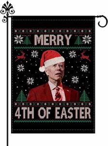 happy christmas flag merry 4th of easter funny joe biden christmas flag for happy christmas double sided vertical 12.5 x 18 inch for seasonal holiday yard decorations