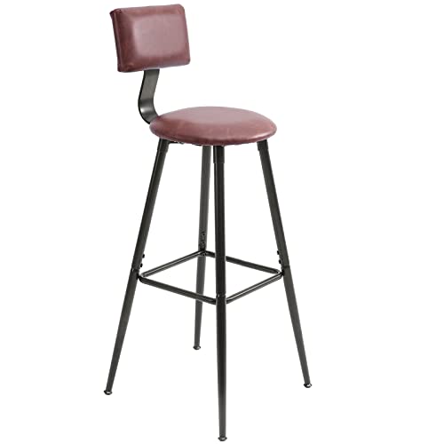 CUYOCA Bar Stools Bar Chairs with Back, 30 Inch Barstools with Metal Legs, Faux Leather Upholstered for Pub, Restaurant, Kitchen Island (Dark Brown)