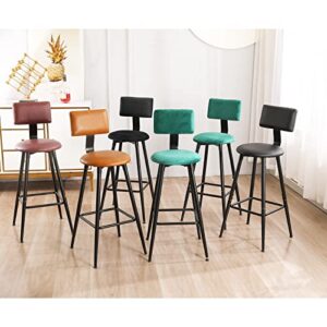 CUYOCA Bar Stools Bar Chairs with Back, 30 Inch Barstools with Metal Legs, Faux Leather Upholstered for Pub, Restaurant, Kitchen Island (Dark Brown)