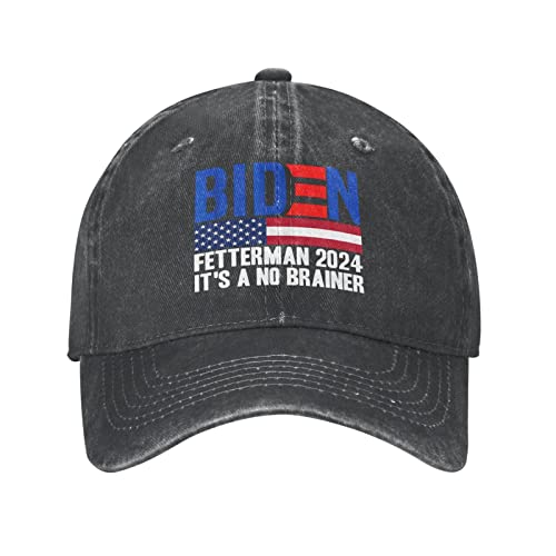 Hat Cap Biden Fetterman 2024 It's A No Brainer Cap for Women Baseball Cap Adjustable Hats Black