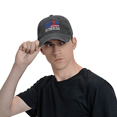 Hat Cap Biden Fetterman 2024 It's A No Brainer Cap for Women Baseball Cap Adjustable Hats Black