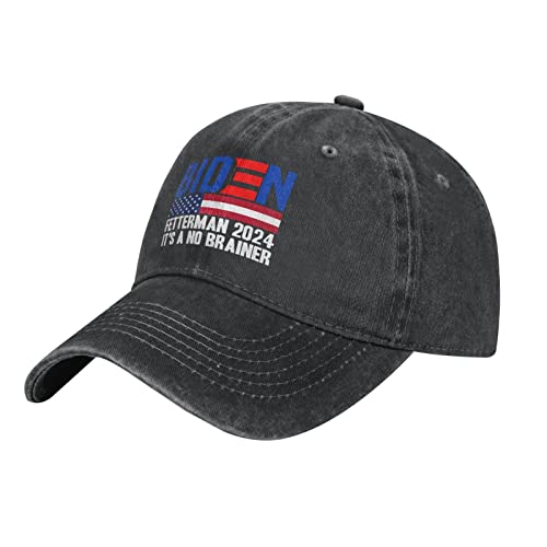 Hat Cap Biden Fetterman 2024 It's A No Brainer Cap for Women Baseball Cap Adjustable Hats Black