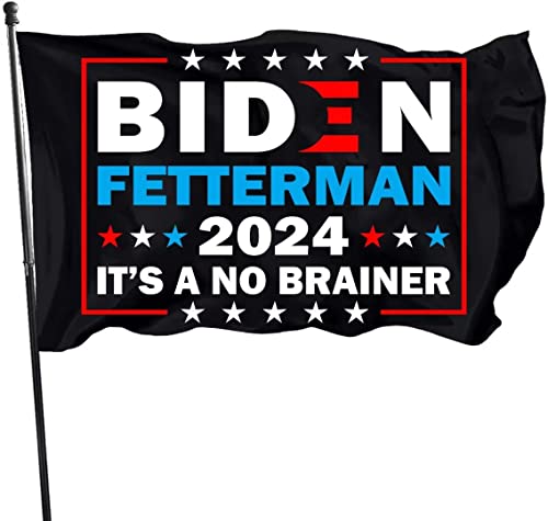 Biden Fetterman 2024 It's a No Brainer Flag Outdoor Indoor with Brass Grommets 3X5 Feet Outdoor Banner Polyester Flag