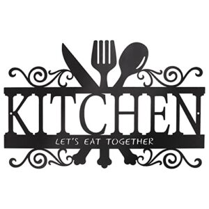 queen king metal kitchen wall decor, kitchen signs wall decor, rustic metal kitchen decor sign, country farmhouse wall art decoration for home, kitchen or dining room 13.8 x 8.8 inches (black)