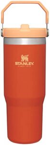 stanley iceflow stainless steel tumbler with straw - vacuum insulated water bottle for home, office or car - reusable cup with straw leakproof flip - cold for 12 hours or iced for 2 days (tigerlily)