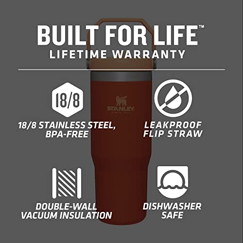 Stanley IceFlow Stainless Steel Tumbler with Straw - Vacuum Insulated Water Bottle for Home, Office or Car - Reusable Cup with Straw Leakproof Flip - Cold for 12 Hours or Iced for 2 Days (Tigerlily)