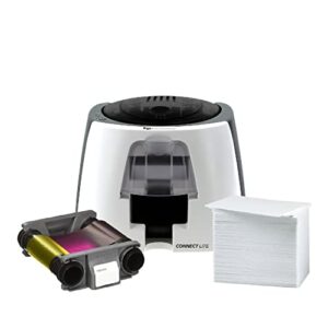 badgepass connectlite id card printer & supply bundle one cloud photo id software- 1st year included! (id card printer, id software, pvc cards, ymcko ribbon, and cleaning kit included)