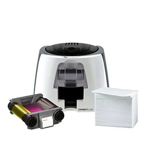 BadgePass ConnectLITE ID Card Printer & Supply Bundle ONE Cloud Photo ID Software- 1st Year Included! (ID Card Printer, ID Software, PVC Cards, YMCKO Ribbon, and Cleaning Kit Included)