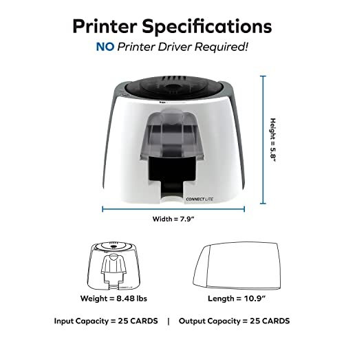 BadgePass ConnectLITE ID Card Printer & Supply Bundle ONE Cloud Photo ID Software- 1st Year Included! (ID Card Printer, ID Software, PVC Cards, YMCKO Ribbon, and Cleaning Kit Included)