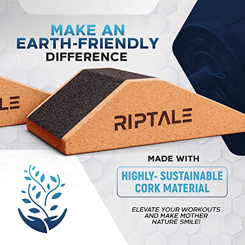 Riptale Cork Squat Wedge Block - 2 Pieces - Slant Board for Squats with Anti-Skid Top Grip and Non-Slip Bottom Strips - Carry Bag for Easy Portability - Sturdy Slant Board for Calf Stretching