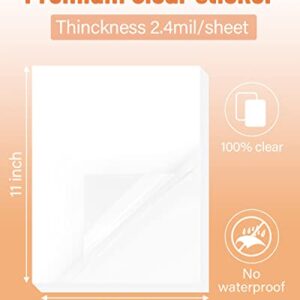 Printable Vinyl Sticker Paper for Inkjet Printer Clear Labels 50 Sheets Transparent Quickly Dry Non Waterproof Transparency Glossy 8.5 x 11 Decal Paper Tear & Scratch Resistant