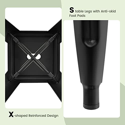 COSTWAY Bar Stools Set of 4, 24” Stackable Metal Stools with Square Seat & Handing Hole, X-Shaped Reinforced Design, Backless Bar Chairs for Kitchen, Dining Room, Pub (Black, 24‘’)