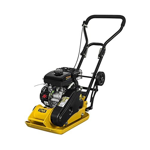 Stark USA Stark 6.5HP Walk Behind Plate Compactor Gas-Powered 196cc Motor 350sq/f Force 21inches x 15 Plate Tamper Foldable Handle, Yellow