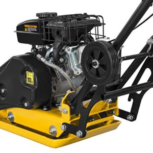 Stark USA Stark 6.5HP Walk Behind Plate Compactor Gas-Powered 196cc Motor 350sq/f Force 21inches x 15 Plate Tamper Foldable Handle, Yellow