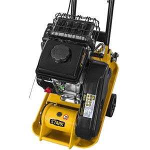Stark USA Stark 6.5HP Walk Behind Plate Compactor Gas-Powered 196cc Motor 350sq/f Force 21inches x 15 Plate Tamper Foldable Handle, Yellow