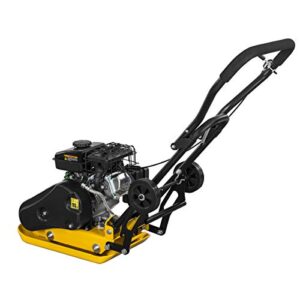 Stark USA Stark 6.5HP Walk Behind Plate Compactor Gas-Powered 196cc Motor 350sq/f Force 21inches x 15 Plate Tamper Foldable Handle, Yellow
