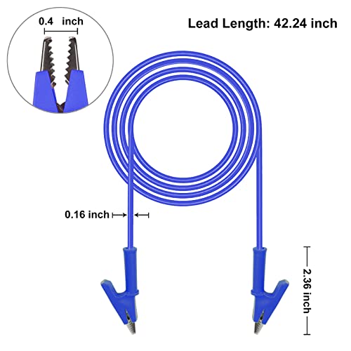 WGGE 5PCS Dual Ended Alligator Clips Test Leads Set, 15A Test Lead Wire Cable with Insulators Clips, Heavy Duty Cable with Protective Jack Copper Clamps for Electrical Testing 5 Colors 3.3 ft/1m