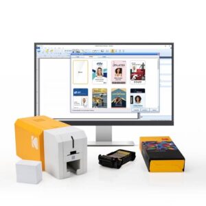 KODAK ID200S Photo ID Card Printer, Easy to Use, Convenient Design, Single Sided Color Printing, 300x1200dpi Edge-to-Edge Printing, Automatic Card Feeder