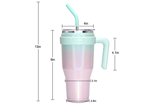 Zenbo 40 oz Tumbler With Handle,Lid and Straw | Stainless Steel Insulated Tumbler, Keeps Drinks Cold up to 34 Hours, Fit in Car Cup Holder, Dishwasher Safe and BPA Free