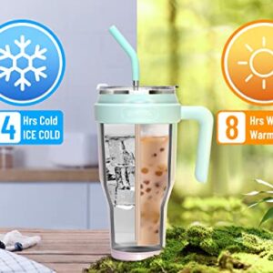 Zenbo 40 oz Tumbler With Handle,Lid and Straw | Stainless Steel Insulated Tumbler, Keeps Drinks Cold up to 34 Hours, Fit in Car Cup Holder, Dishwasher Safe and BPA Free