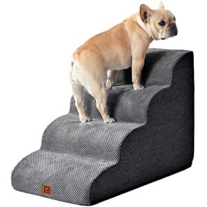 eheyciga dog stairs for high beds, 4-step dog steps for couch, pet stairs for small dogs and cats, high bed climbing, non-slip balanced dog indoor step, grey, 2/3/4/5 steps