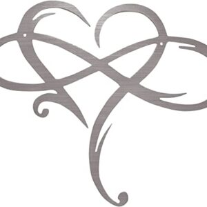 NASUHUAI Infinity Heart Metal Wall Decor Metal Wall Art Unique Infinity Heart Wall Decor Love Sign Plaque Steel Art.Be Used For wall Decor Bedroom Livingroom Decor（15.7 * 13.7） (Silver)