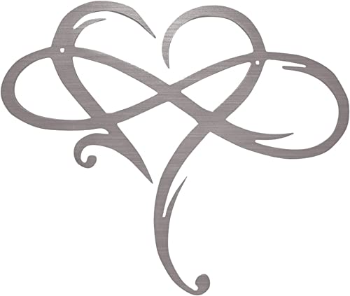 NASUHUAI Infinity Heart Metal Wall Decor Metal Wall Art Unique Infinity Heart Wall Decor Love Sign Plaque Steel Art.Be Used For wall Decor Bedroom Livingroom Decor（15.7 * 13.7） (Silver)