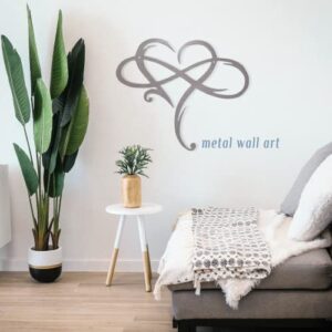 NASUHUAI Infinity Heart Metal Wall Decor Metal Wall Art Unique Infinity Heart Wall Decor Love Sign Plaque Steel Art.Be Used For wall Decor Bedroom Livingroom Decor（15.7 * 13.7） (Silver)