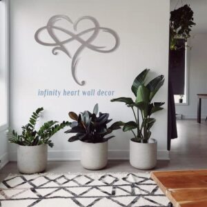 NASUHUAI Infinity Heart Metal Wall Decor Metal Wall Art Unique Infinity Heart Wall Decor Love Sign Plaque Steel Art.Be Used For wall Decor Bedroom Livingroom Decor（15.7 * 13.7） (Silver)