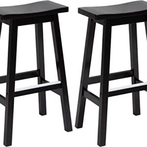 Capacmkseh Solid Wood Saddle-Seat Kitchen Counter Barstools Set of 2, 30-Inch Height, Counter Height Bar Stools Wooden Stool Saddle Chair Tall Stool