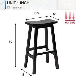 Capacmkseh Solid Wood Saddle-Seat Kitchen Counter Barstools Set of 2, 30-Inch Height, Counter Height Bar Stools Wooden Stool Saddle Chair Tall Stool