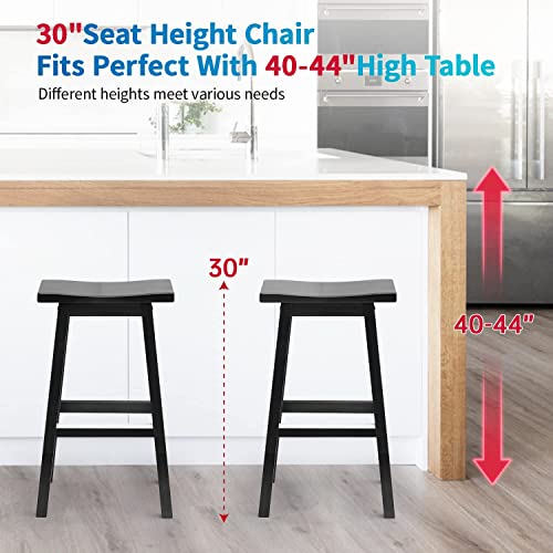 Capacmkseh Solid Wood Saddle-Seat Kitchen Counter Barstools Set of 2, 30-Inch Height, Counter Height Bar Stools Wooden Stool Saddle Chair Tall Stool