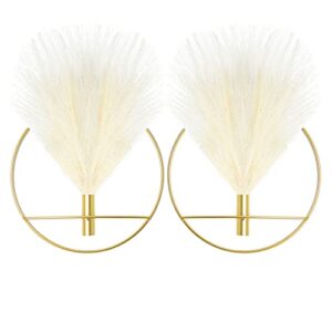 lblvator 2 gold boho wall decor (11.8x11.8 inch), pampas grass, hanging fake plant, artificial plants for home decor indoor, wall decor for bathroom, bedroom, office, living room, kitchen